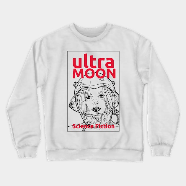 RED ULTRA MOON sci-fi travel to the moon Crewneck Sweatshirt by andres uran